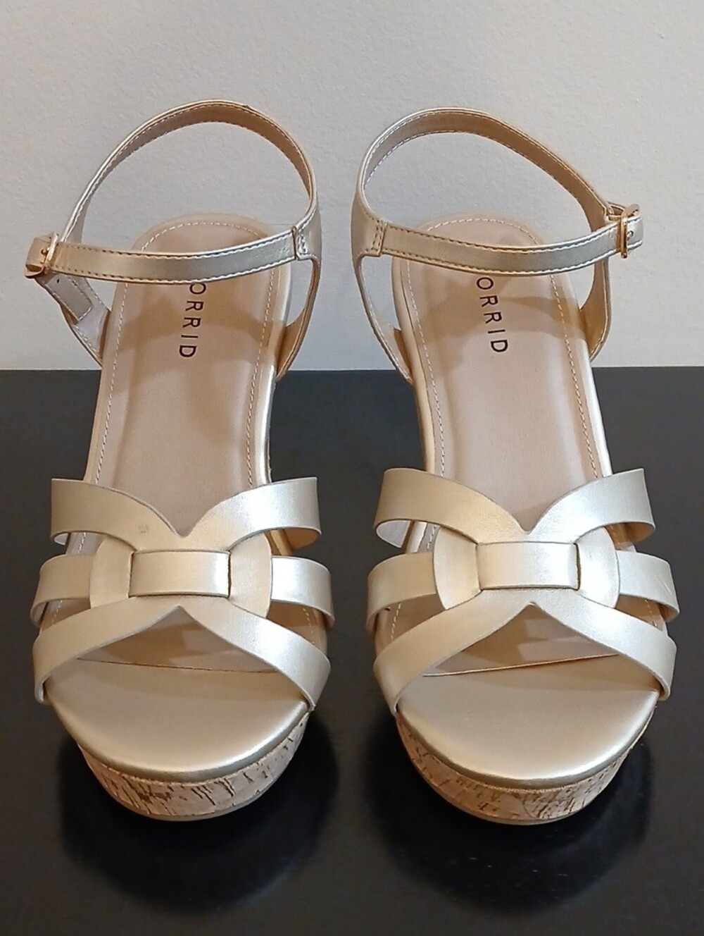 torrid Gold Wedge Sandals with Ankle Strap